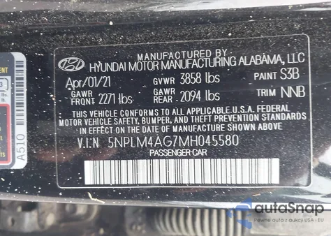 2021 Hyundai Elantra Sel из США, поврежденный, VIN 5NPLM4AG7MH045580